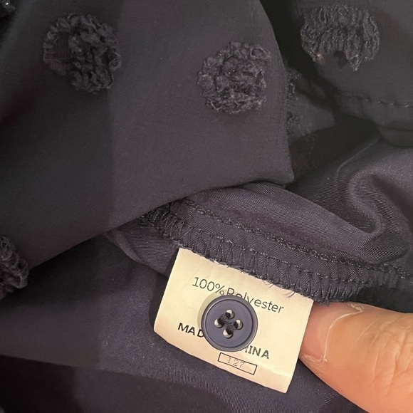 Navy blue Swiss dot blouse long sleeve - Picture 7 of 9